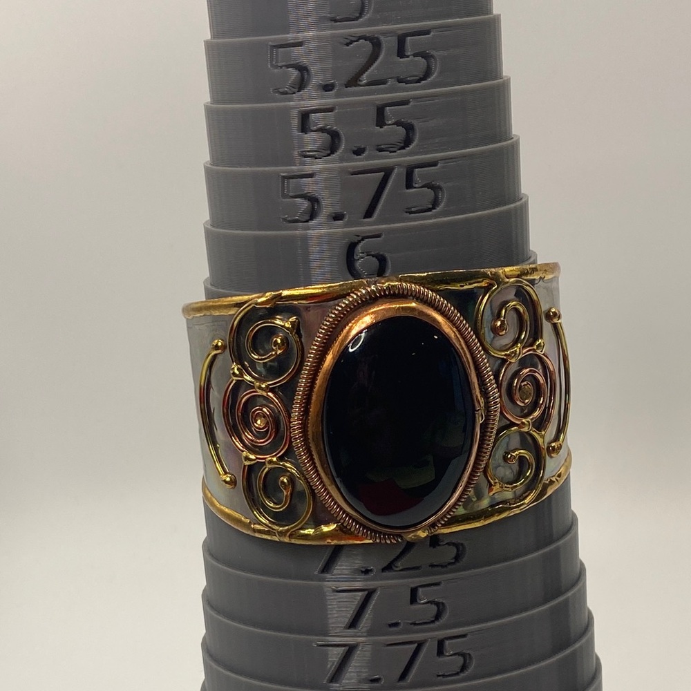 Handmade Onyx Mixed Metal Cuff Bracelet - Picture 6 of 11